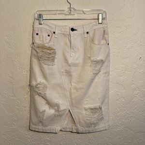 Rag & Bone Mega Distressed White Denim Skirt Sz 25